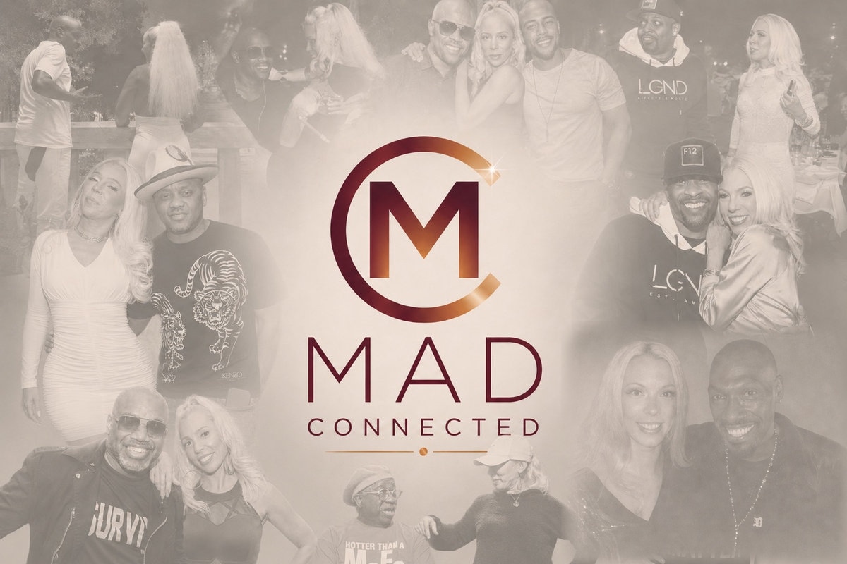 Collage of Mad Connected clients and collaborators surrounding the Mad Connected logo