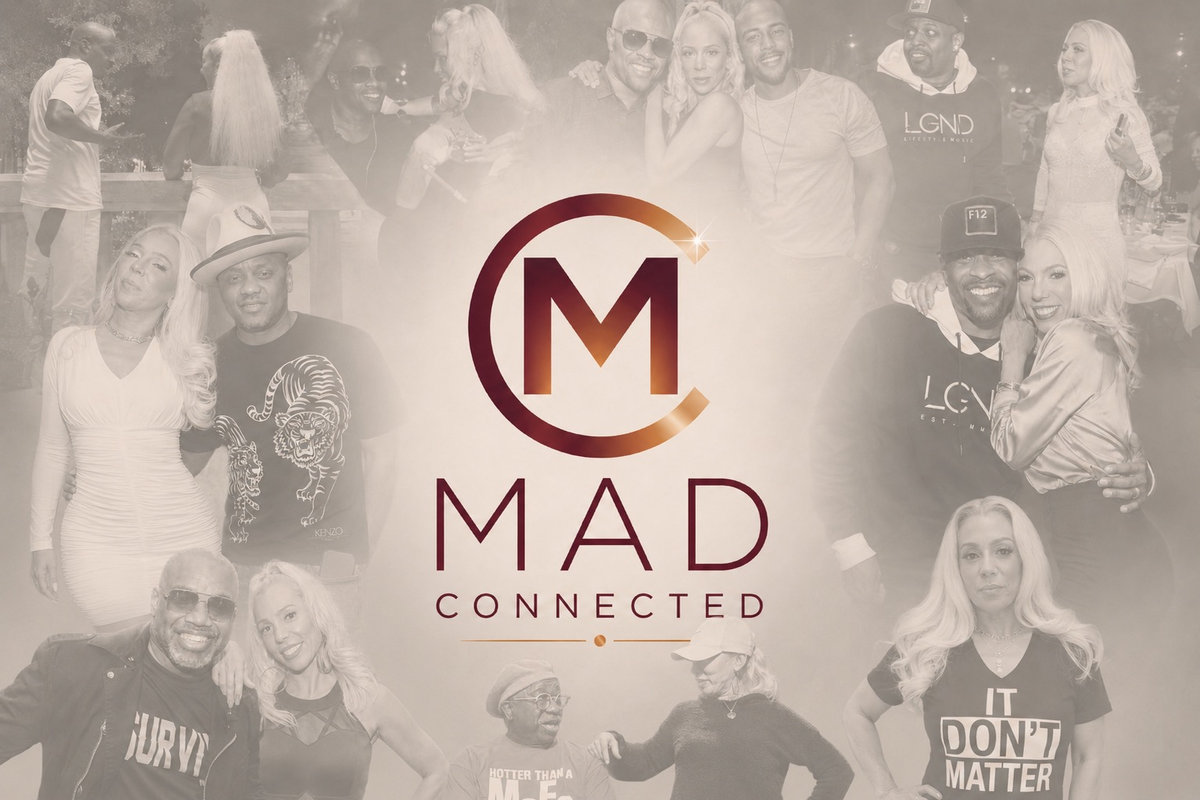 Collage of Mad Connected clients and collaborators surrounding the Mad Connected logo